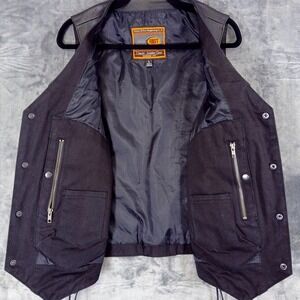 First Classics Leather Vest Mens Large Black M630 Motorcycle Biker Lace